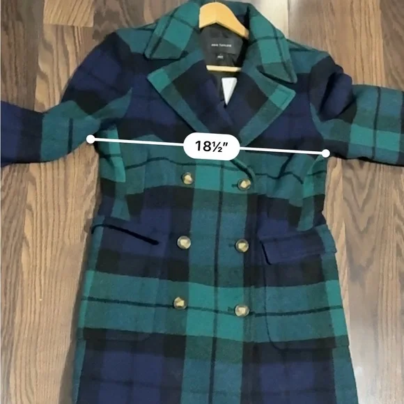 Ann Taylor Teal and Navy Plaid Coat - Picture 2 of 6